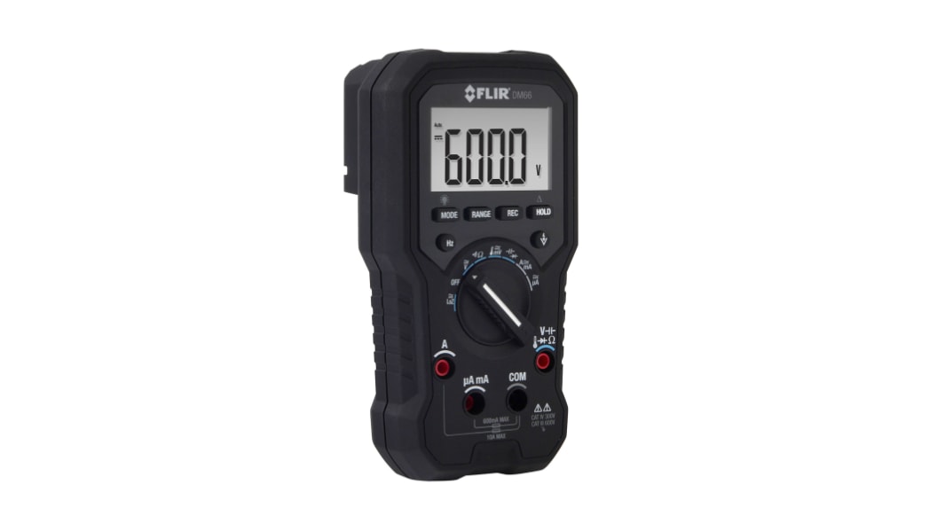 Multímetro FLIR DM66, calibrado RS, 600V ac/600V dc, 10A ac/10A dc, TRMS, CAT III, CAT IV