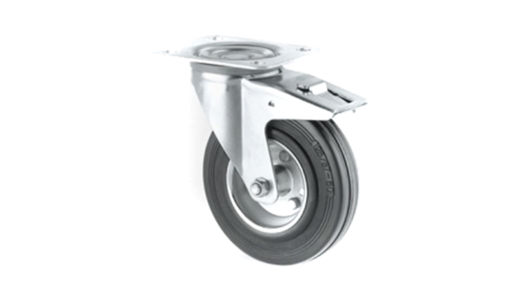 Tente Braked Swivel Castor Wheel, 70kg Capacity, 100mm Wheel