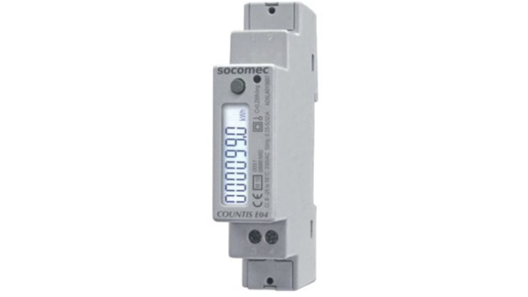 Contatore di energia Socomec, monofase fasi, display LCD a 7 cifre