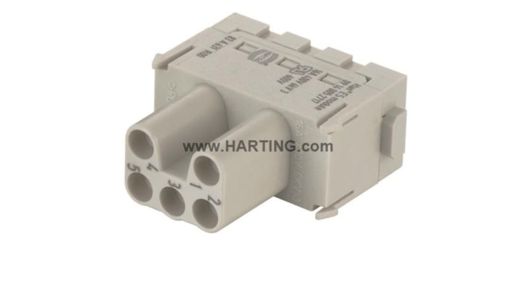 HARTING Heavy Duty Power Connector Module, 16A, Female, Han-Modular Series, 5 Contacts