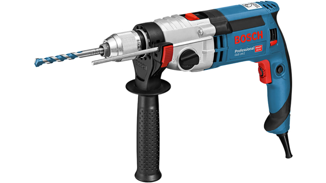 Taladro percutor Bosch de 230V 1.1kW, GSB 24-2, Tipo F - Conector Schuko