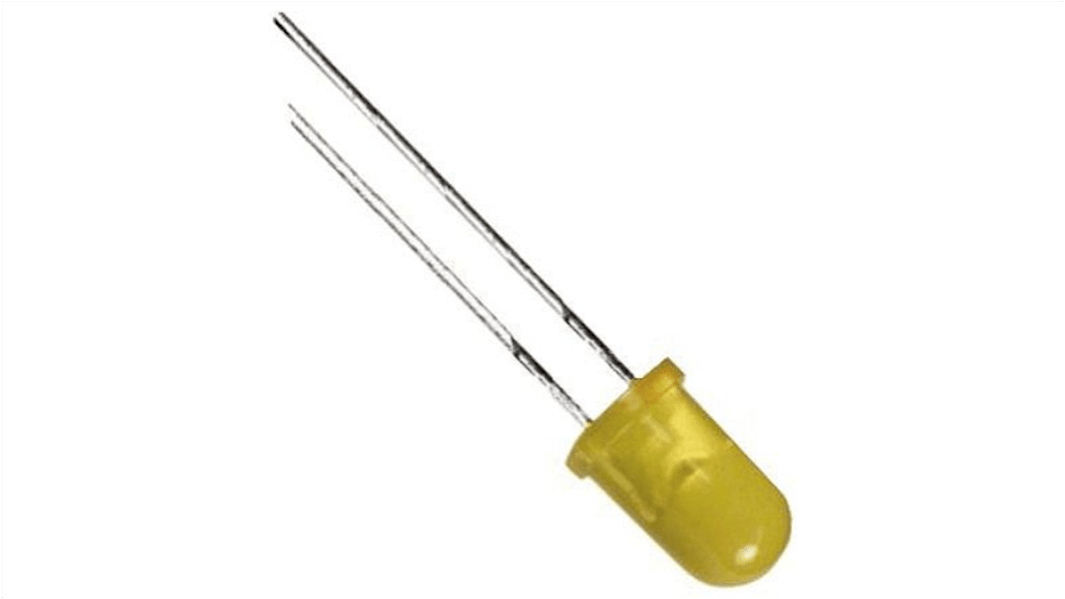 LED Broadcom HLMP, Amarillo, 585 nm, Vf= 1,8 V, 50 °, mont. pasante, encapsulado 5 mm (T-1 3/4)