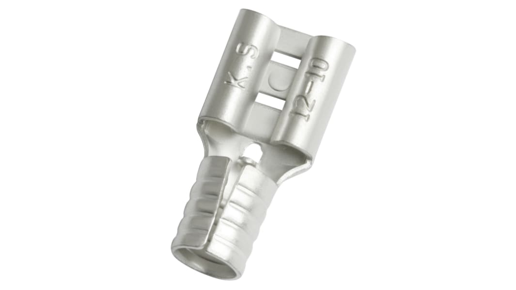 RS PRO Uninsulated Female Spade Connector, Receptacle, 0.8 x 6.35mm Tab Size, 4mm² to 6mm²