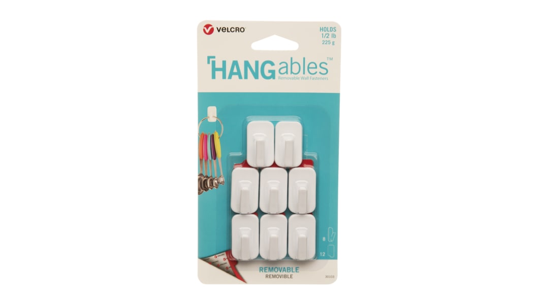 Crochet adhésif Command,  Blanc x 8 19 x 32 mm HANGables