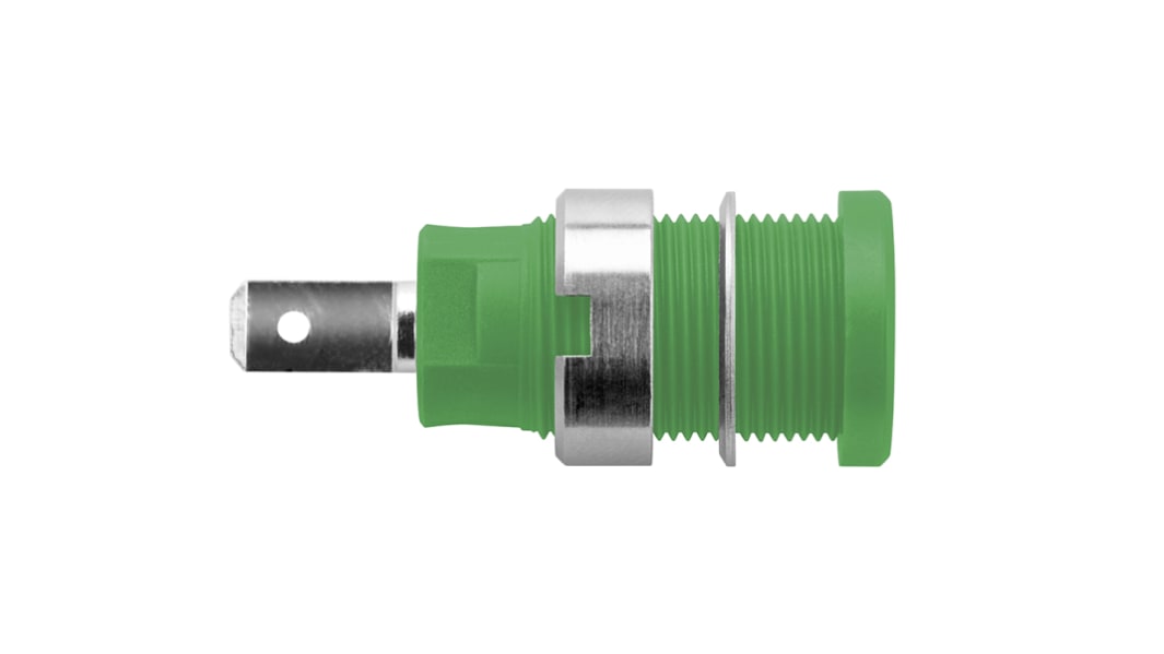 Conector banana hembra Hembra, 24A, 1000V, Contacto Níquel, Verde
