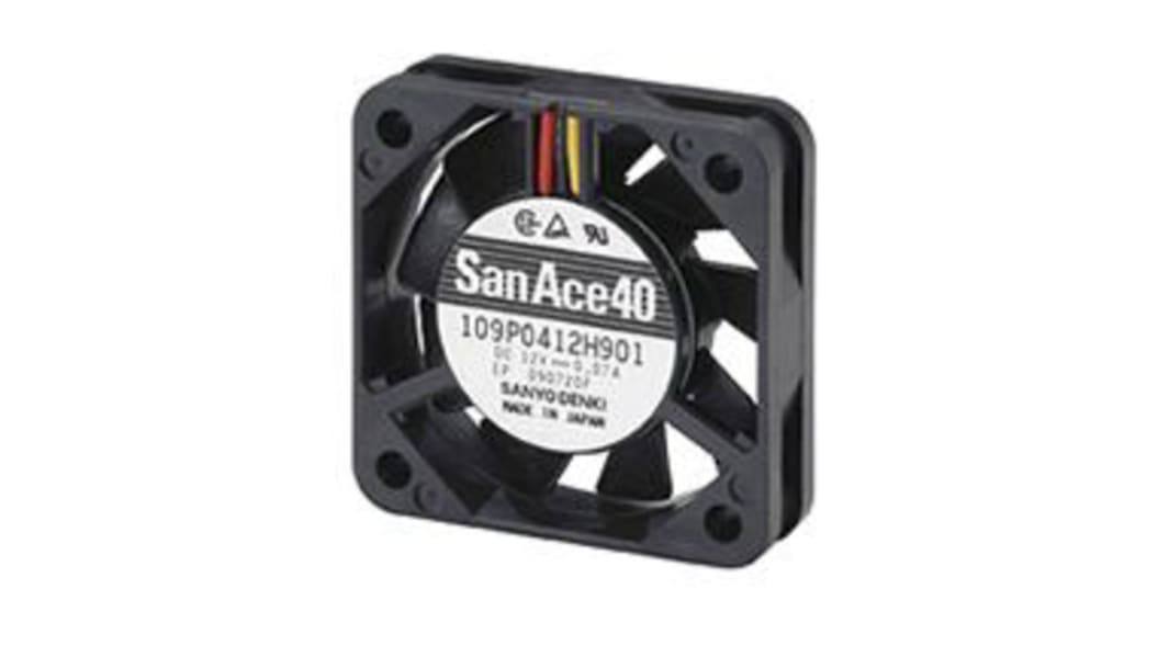 Sanyo Denki San Ace 40 Series Axial Fan, 12 V dc, DC Operation, 9m³/h, 840mW, 70mA Max, 40 x 40 x 10mm