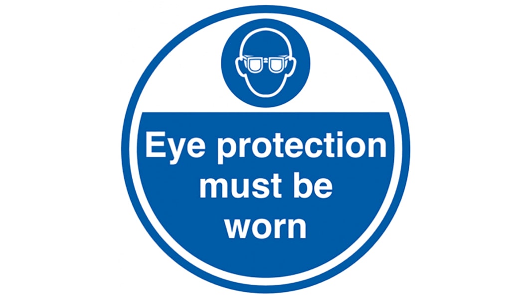 RS PRO Vinyl Mandatory Eye Protection Sign With English Text