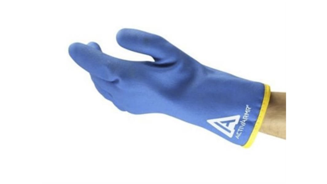 Ansell ActivArmr Blue Acrylic Work Gloves, Size 9, PVC Coating