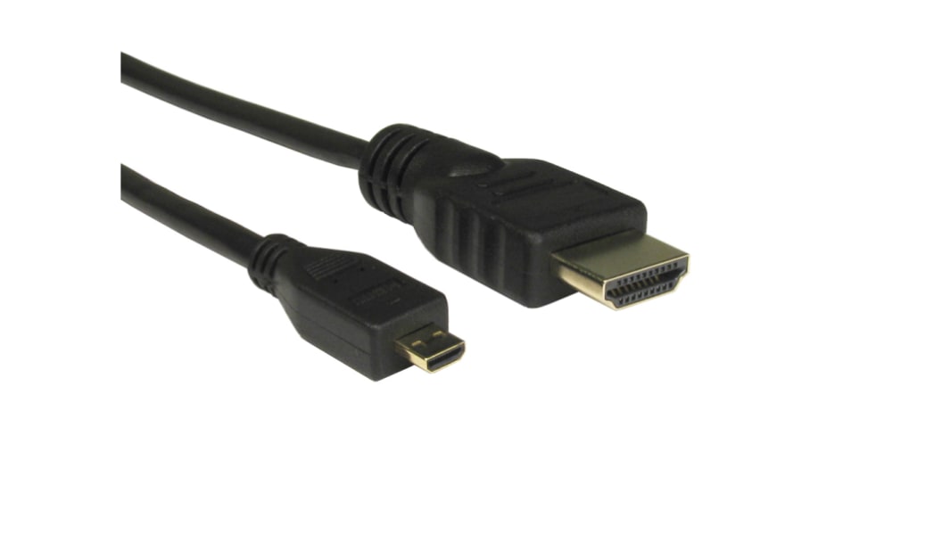Cable HDMI Negro RS PRO, con. A: Micro HDMI Macho, con. B: HDMI Macho, long. 1m