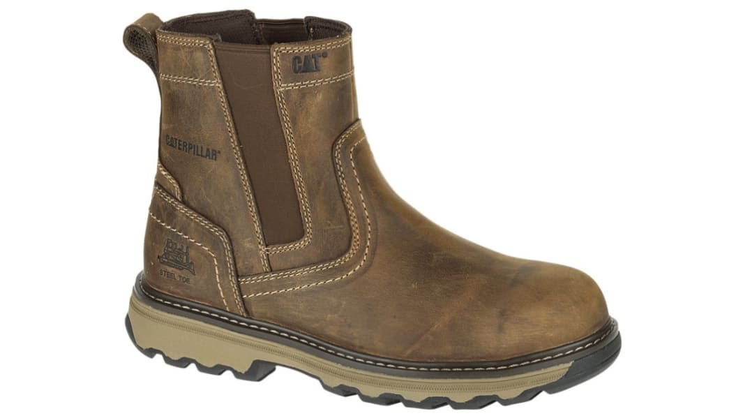 CAT Pelton EN20345 S1P, Herren, Sicherheitsstiefel Beige mit Stahl-Schutzkappe, Größe 42 / UK 8