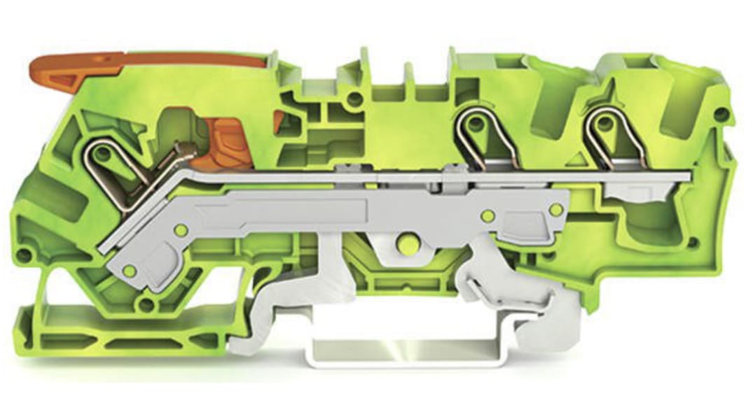 Bloc de mise à la terre WAGO TOPJOB S, 2106, 6mm², Borne à cage enfichable, Vert/Jaune