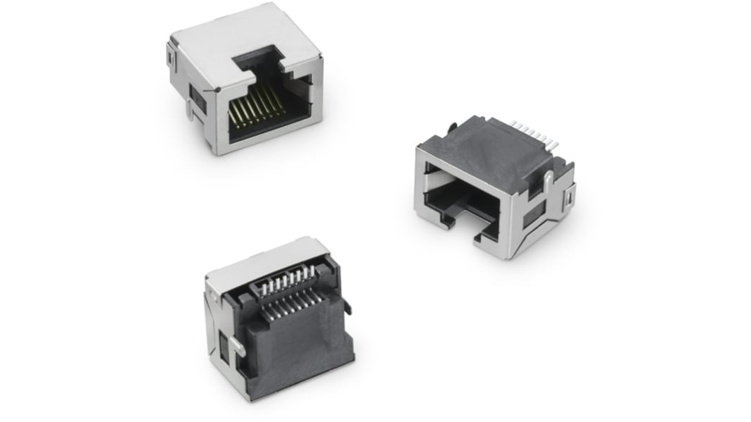 Wurth Elektronik WR-MJ Series Female RJ45 Connector, Surface Mount, Nickel Plated Brass Shield Horizontal 1 Port 8P8C