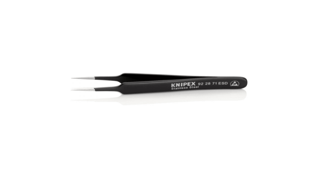 Knipex ピンセット, ステンレス鋼, 抗酸耐性あり, スムース, 92 28 71 ESD
