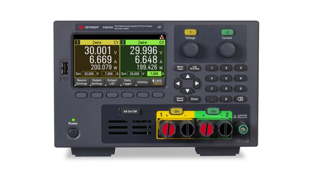 Fuente de alimentación Keysight Technologies E36233A, calibrado RS, 2 salidas, 0 → 30V dc, 0 → 20A, 400W