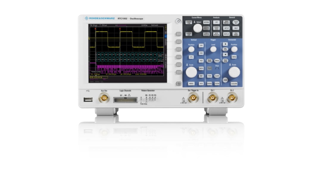 Osciloscopio de banco Rohde & Schwarz RTC1002, canales:2 A, 300MHZ, pantalla de 6.5plg