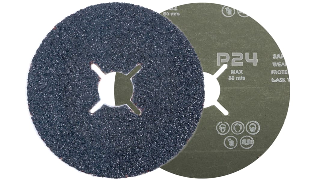RS PRO Zirconium Sanding Disc, 125mm x 1mm Thick, P24 Grit, 25 in pack