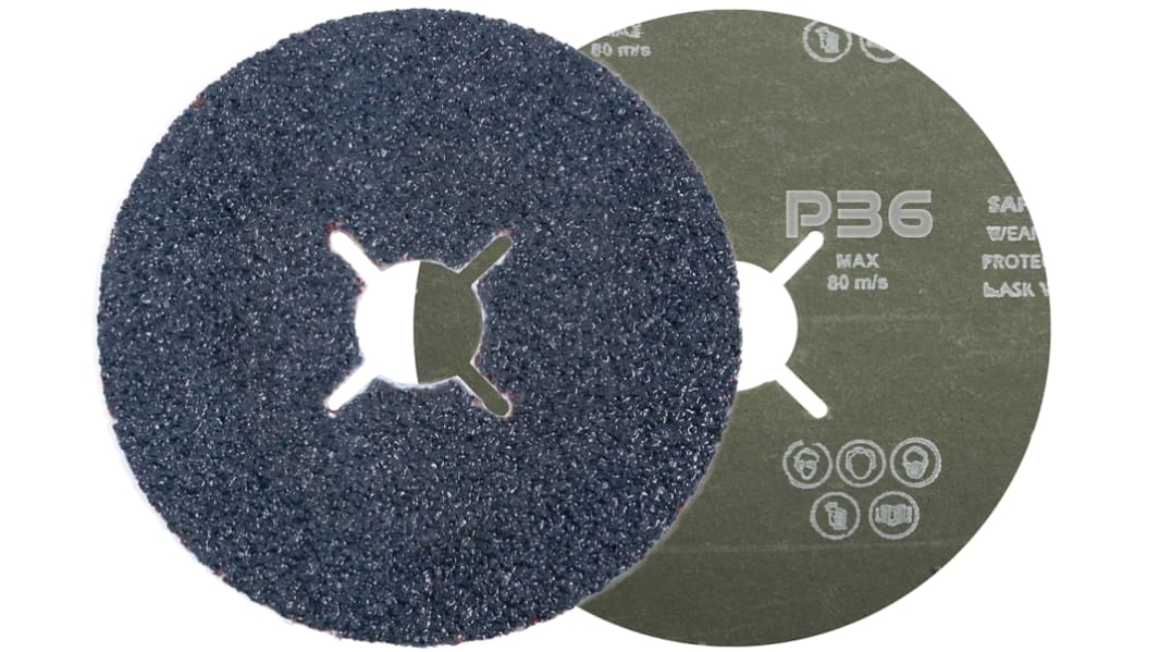 RS PRO Zirconium Sanding Disc, 125mm x 1mm Thick, 36+ Grade, P36 Grit, 25 in pack