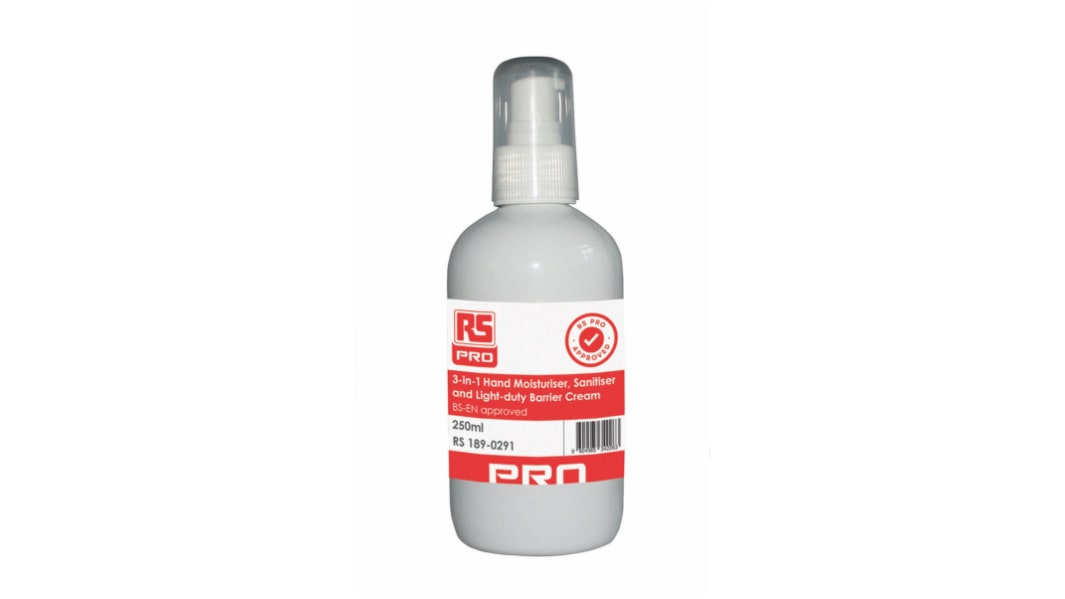 RS PRO 3-In-1 Hand Sanitiser, Moisturiser and Barrier Cream - 250 ml Bottle