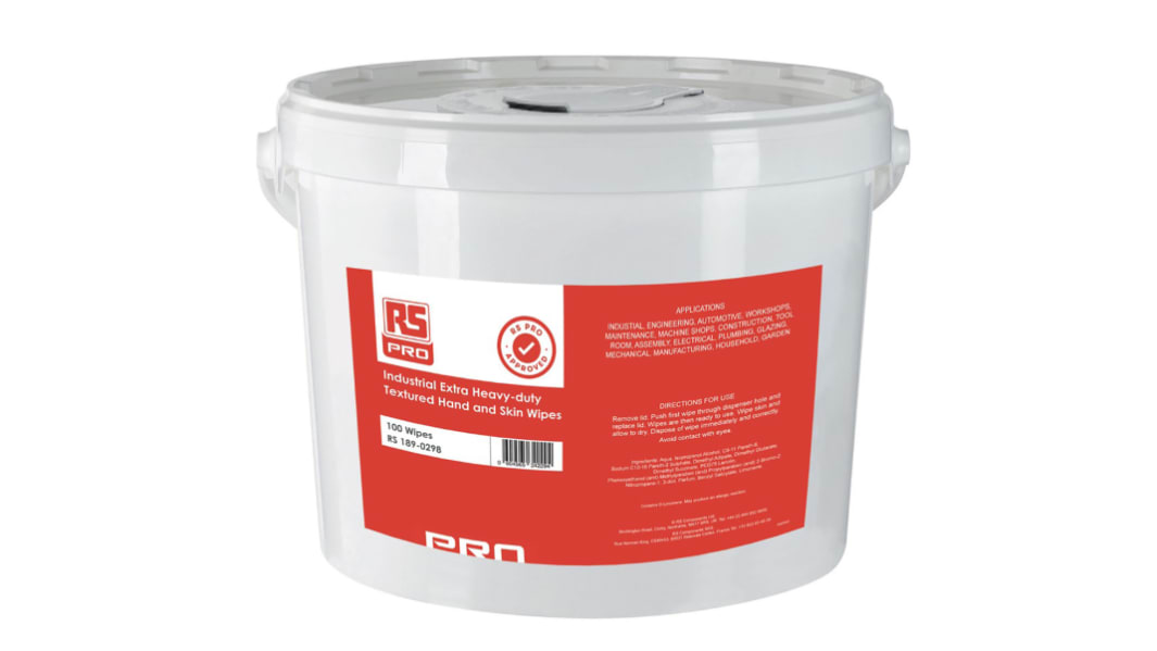 RS PRO Wet Hand Wipes, Bucket of 100