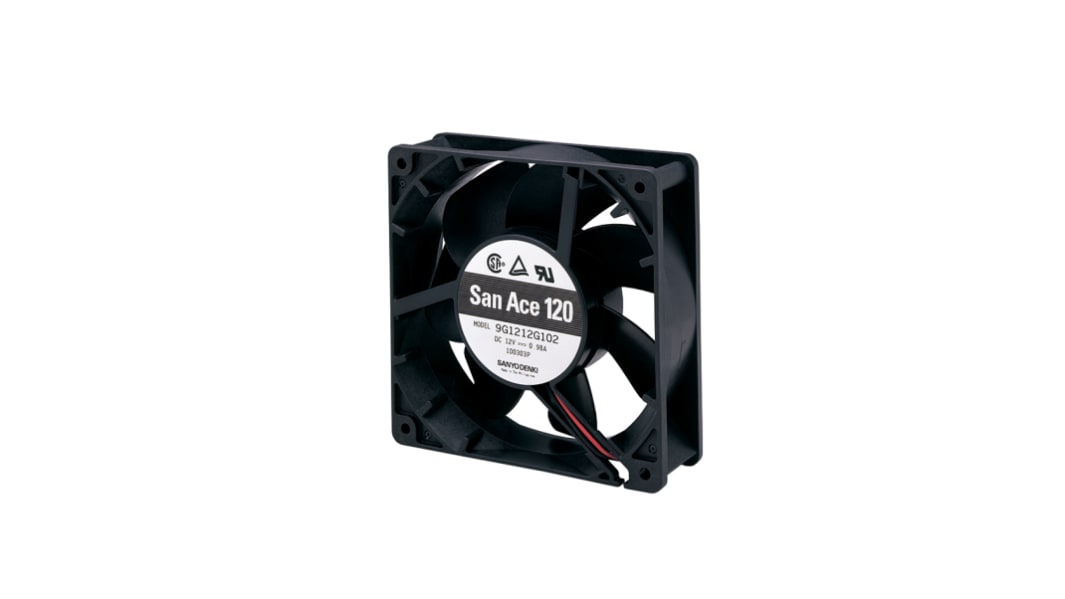 Sanyo Denki 9G Series Axial Fan, 24 V dc, DC Operation, 125.7m³/h, 2.64W, 110mA Max, 119 x 119 x 38mm