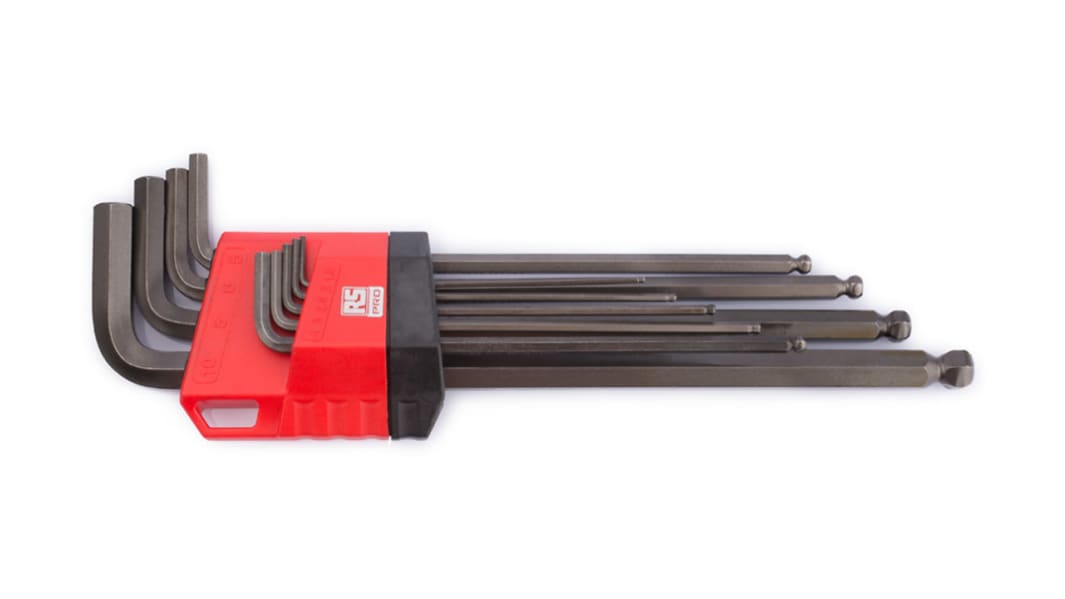 Set chiavi esagonali a L RS PRO, 9 pezzi, Metrico, 1.5mm, con braccio Lungo