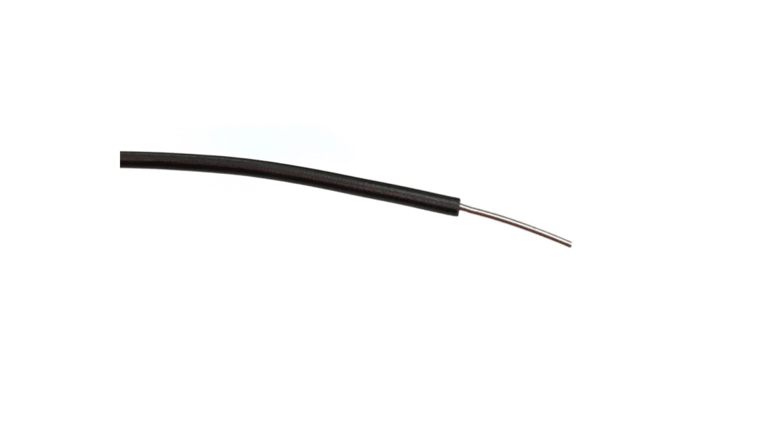 RS PRO Black 0.26mm² Hook Up Wire, 23 AWG, 1/0.6 mm, 100m, PVC Insulation