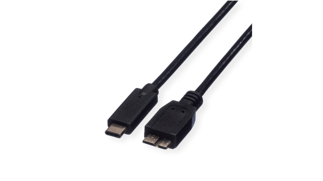 Roline USB-kabel, Sort, Mikro USB B til USB C, 1m