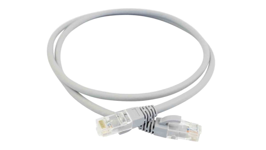 RS PRO, 2m Cat6a, Grey RJ45 to Male RJ45 Male, U/FTP Shielded, Terminated LSZH Sheath