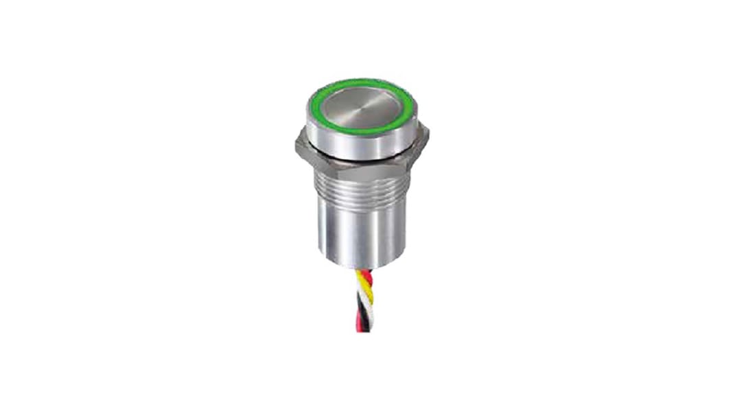 APEM Capacitive Switch Momentary,Illuminated, Green, Red, NPN, IP68, IP69K