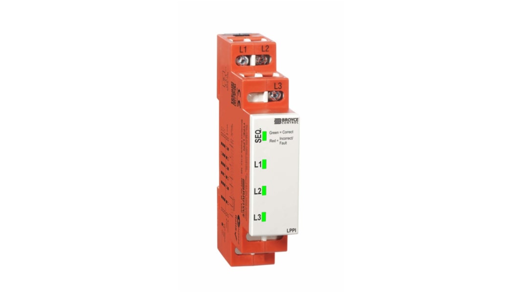 Broyce Control Phase Monitoring Relay, 3 Phase, 320 → 490V ac, DIN Rail