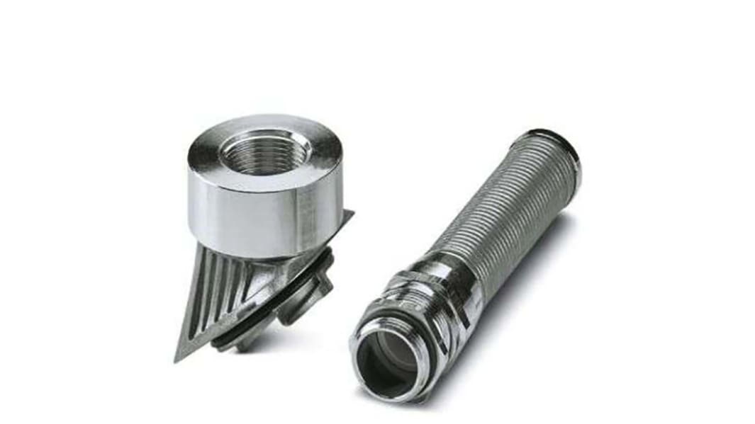 Phoenix Contact HC-B-GB-M25-ER-AL Series Silver Nickel Plated Brass Cable Gland, M25 Thread, 9mm min., 17mm max., IP66,