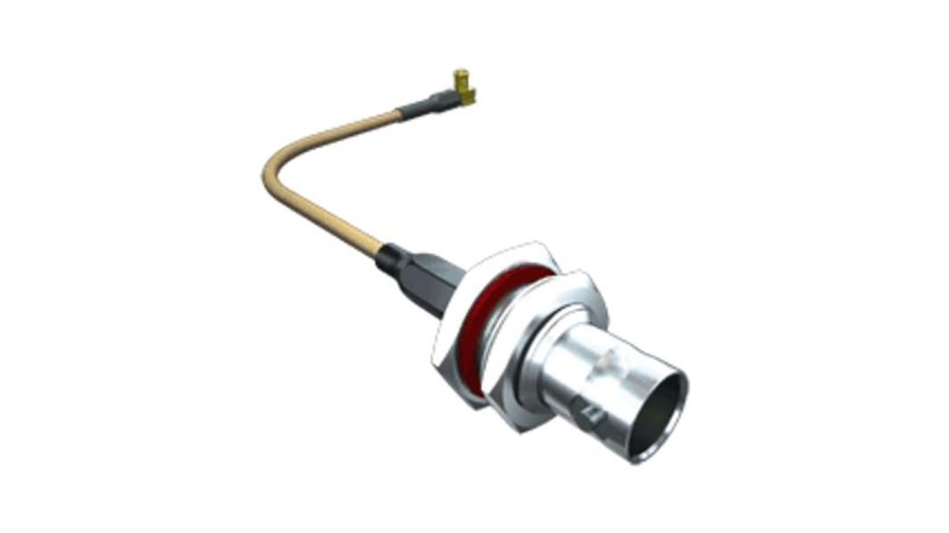 Cable coaxial RF Samtec, 75 Ω, con. A: MCX, con. B: BNC, long. 800mm, funda de Etileno Propileno Fluorado (FEP) Ámbar
