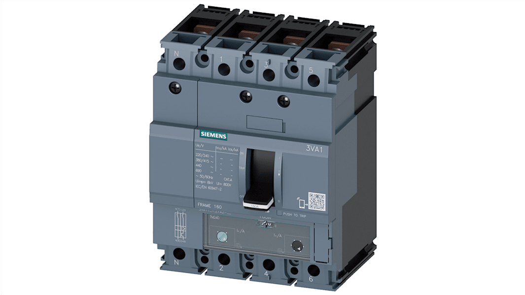 Disjoncteur Siemens SENTRON 4 pôles, 80A, pouvoir de coupure 70 kA