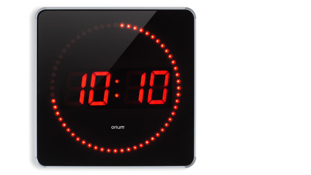 Reloj digital  de pared Negro Orium, Ø 280mm, 28cm x 28cm No , suministrado con 1 pila CR2032