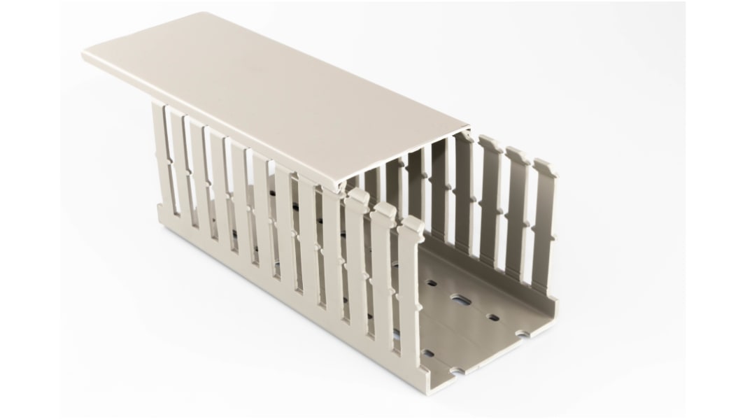 Betaduct 1045 Grey Slotted Panel Trunking - Open Slot, W25 mm x D37.5mm, L2m, PVC