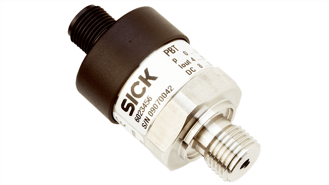 Capteur de pression SICK PBT, Relative, 25bar, pour Air, Gaz, Liquide hydraulique, Liquide, Huile, Eau, G1/4