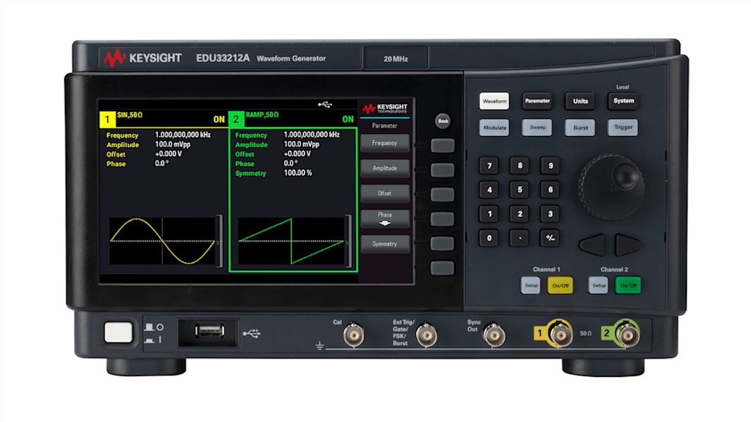 Keysight Technologies EDU33212A Arbitrary Waveform Generator, 20MHz Max, 2-Channel, 1 μHz Min