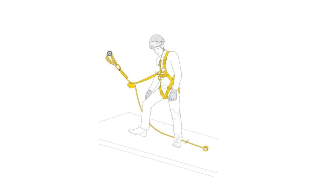 Kit de protección contra caídas ASAP Petzl K093AB01 con eslinga de anclaje, bolsa incluida, ajustable en Pierna,