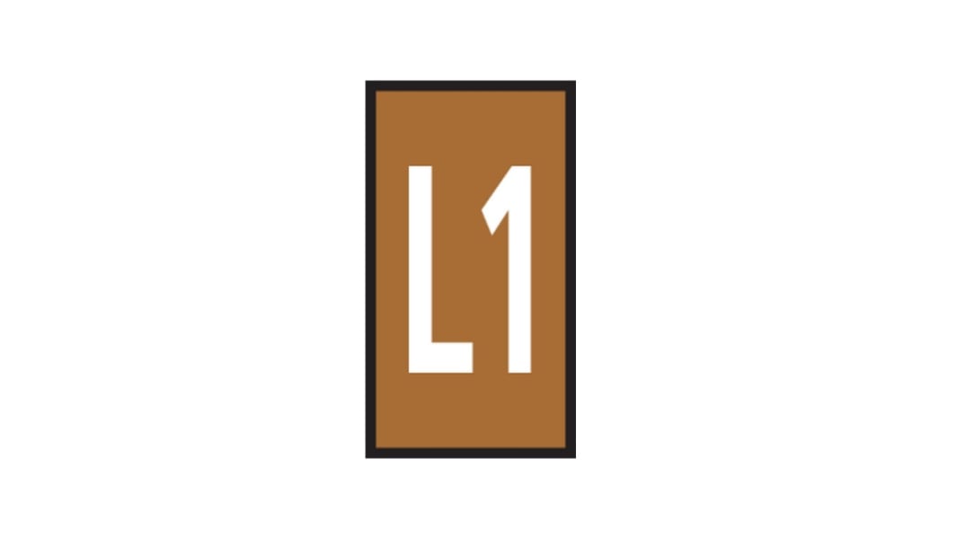 HellermannTyton WIC Snap On Clip On Cable Marker, Brown, Pre-printed "L1", 2.8 → 3.8mm Cable, 561-02311