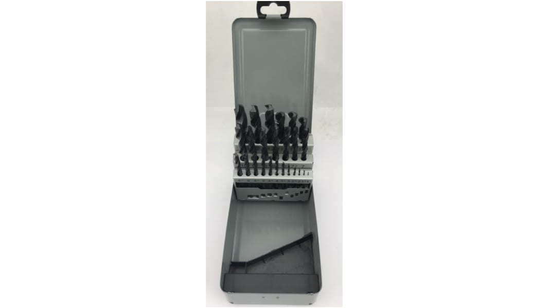 RS PRO 25-Piece Twist Drill Bit Set for Multi-Material, 13mm Max, 1mm Min, High Speed Steel Bits