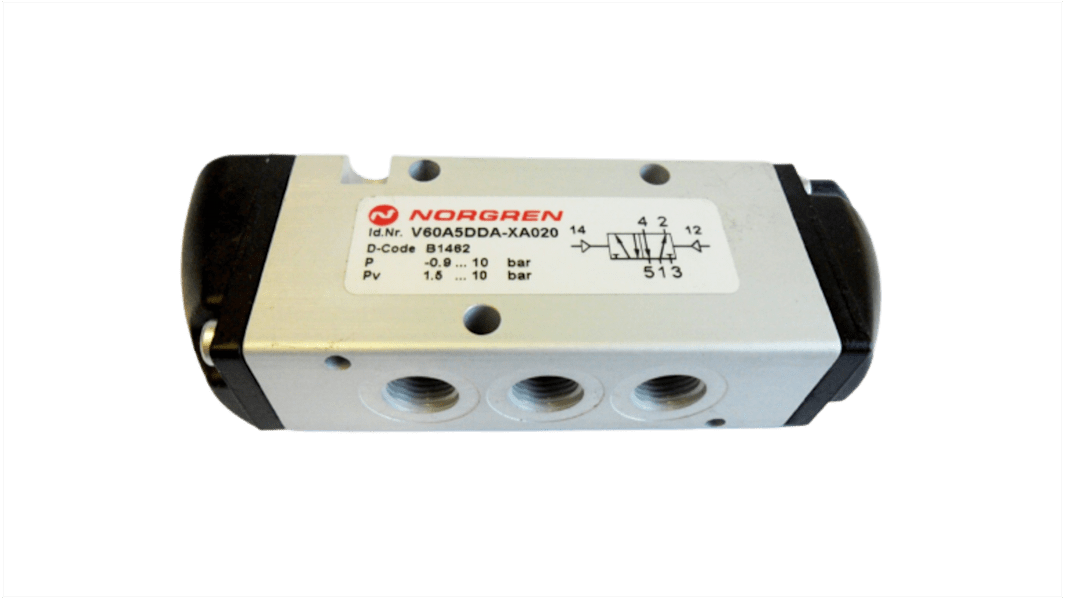 Norgren V60 Vorgesteuertes Magnetventil 5/2 Inline G1/8, Pneumatisch/Pneumatisch-betätigt