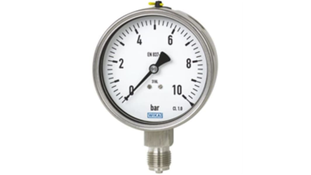 WIKA G 1/2 Analogue Pressure Gauge 60bar Bottom Entry 100mm Outside Diameter