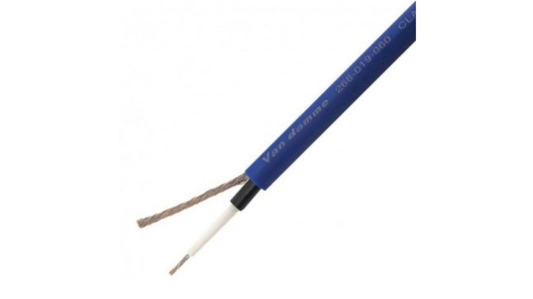 Van Damme 2 Core, 0.22 mm² CSA Screened, 4.5mm od, 100m, Blue