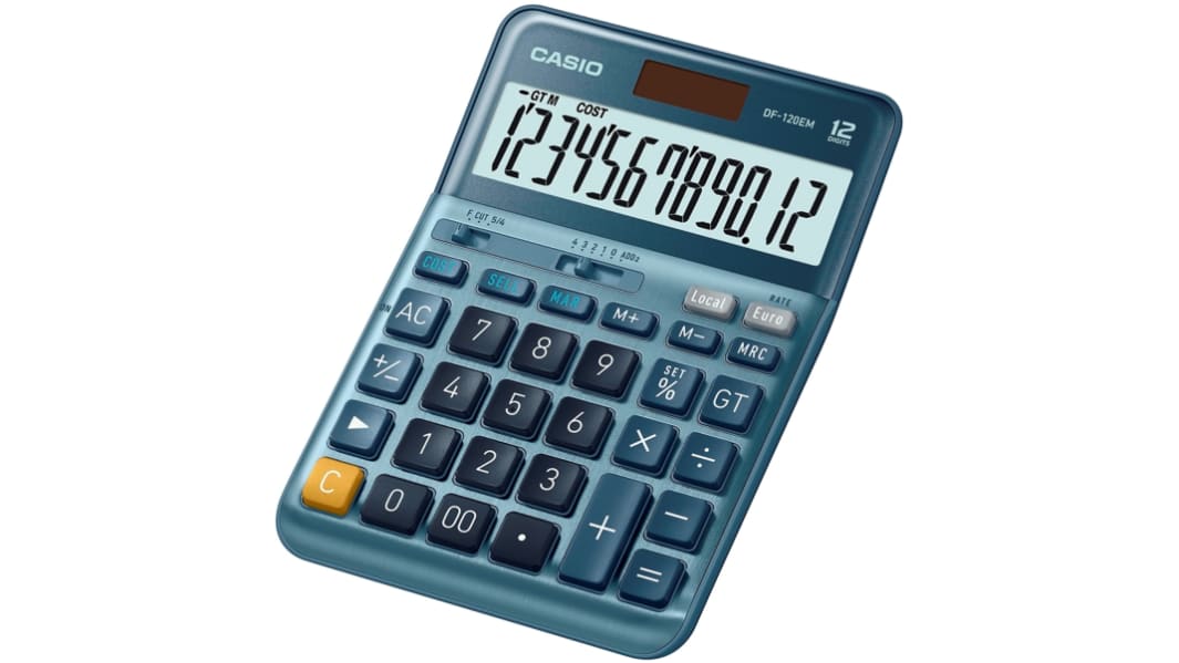 Calculadora Casio DF-120EM-W-EP, Batería, Solar