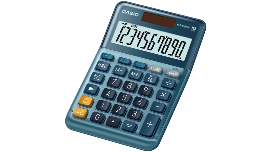 Casio MS-100EM Battery & Solar Powered Desktop Calculator