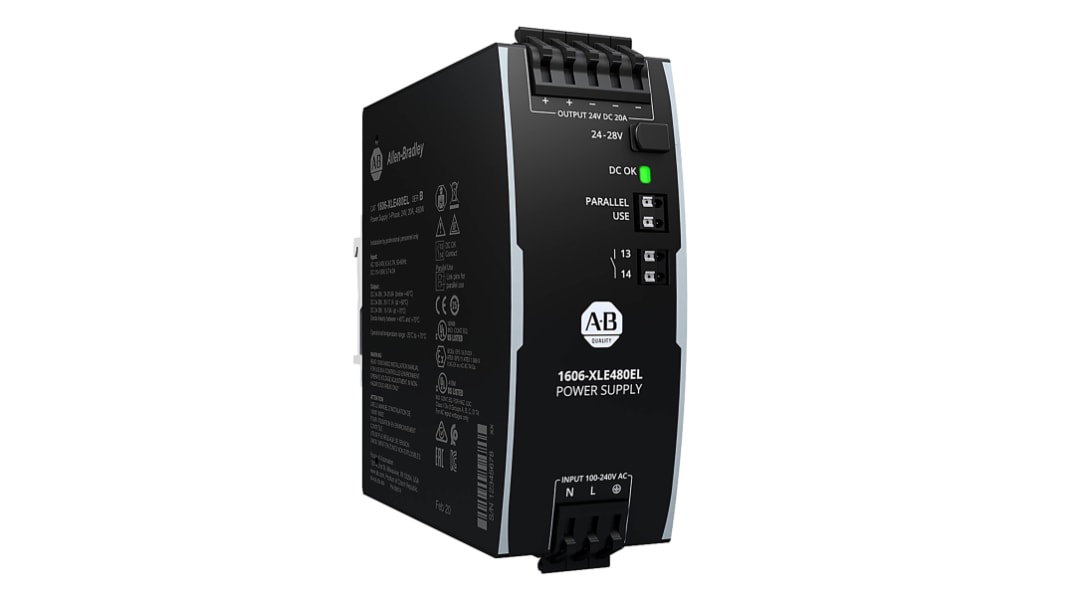 Allen Bradley 1606 Switched Mode DIN Rail Power Supply, 100 → 240 V ac, 110 → 150 V dc ac, dc Input, 24V