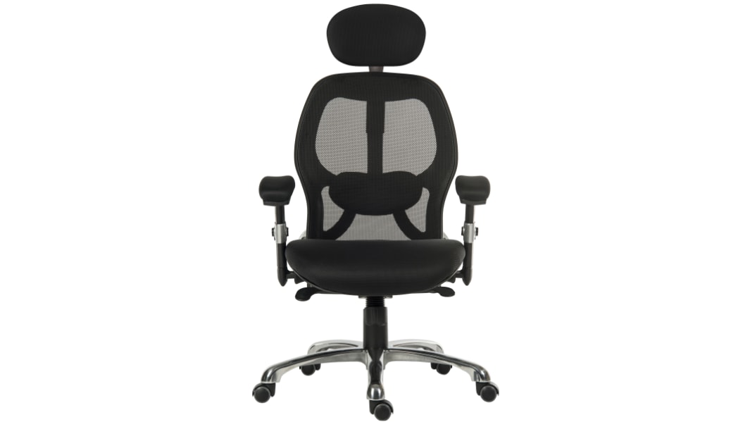 Chaise de bureau RS PRO, dossier inclinable, accoudoirs rabattables, Hauteur d'assise 43 → 55cm, Noir