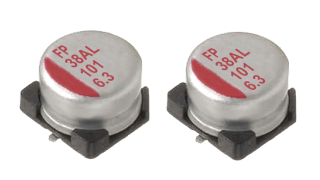 Condensateur électrolytique solide Nichicon, Polymère d'aluminium conducteur 220μF, 6.3V c.c.