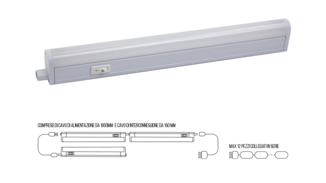 Réglette LED, 1,149 m, 18 W 3000K, IP20, SHOT