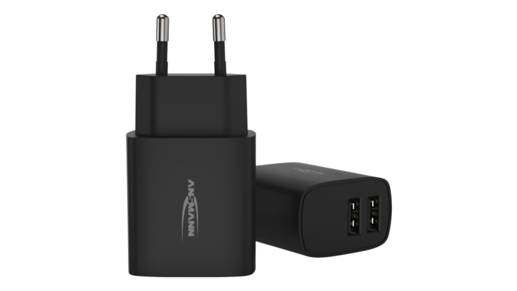 Adaptador AC/DC Ansmann 100 → 240V, 5V dc, 2 salidas, Adaptador ac/dc, 2.4A, 12W, Europa Regulable